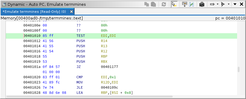 Listing upon starting pure emulation